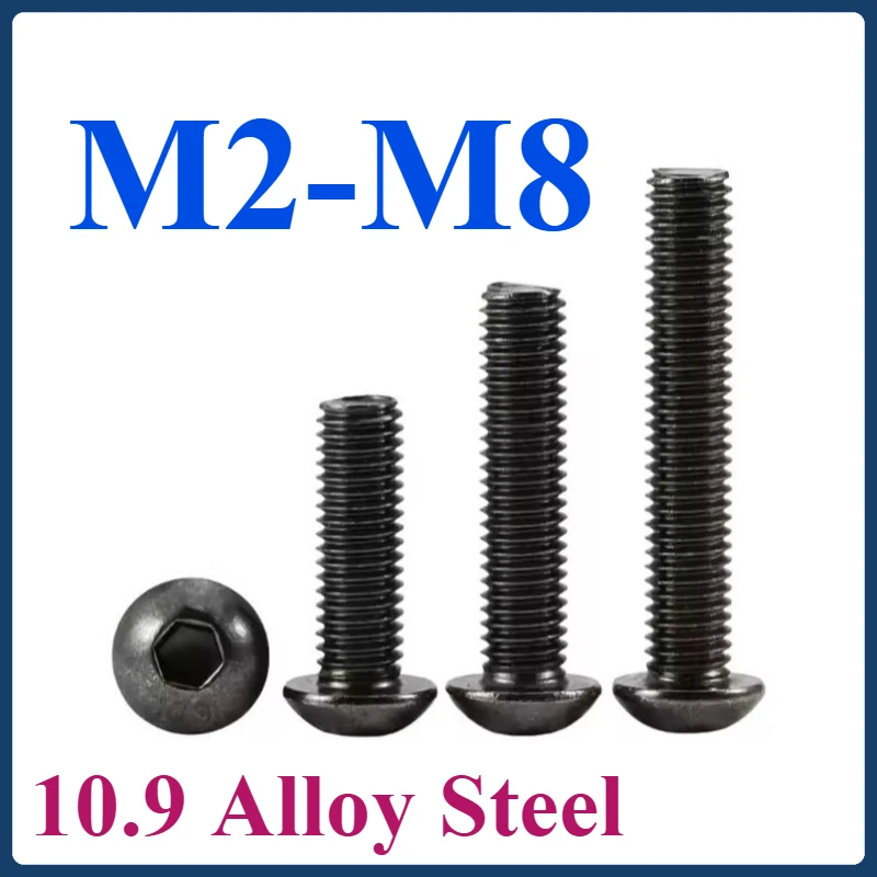 

Grade 10.9 Steel Black Nickel Hex Socket Button Head Allen Screws - M2 M2.5 M3 M4 M5 M6 M8 Bolts