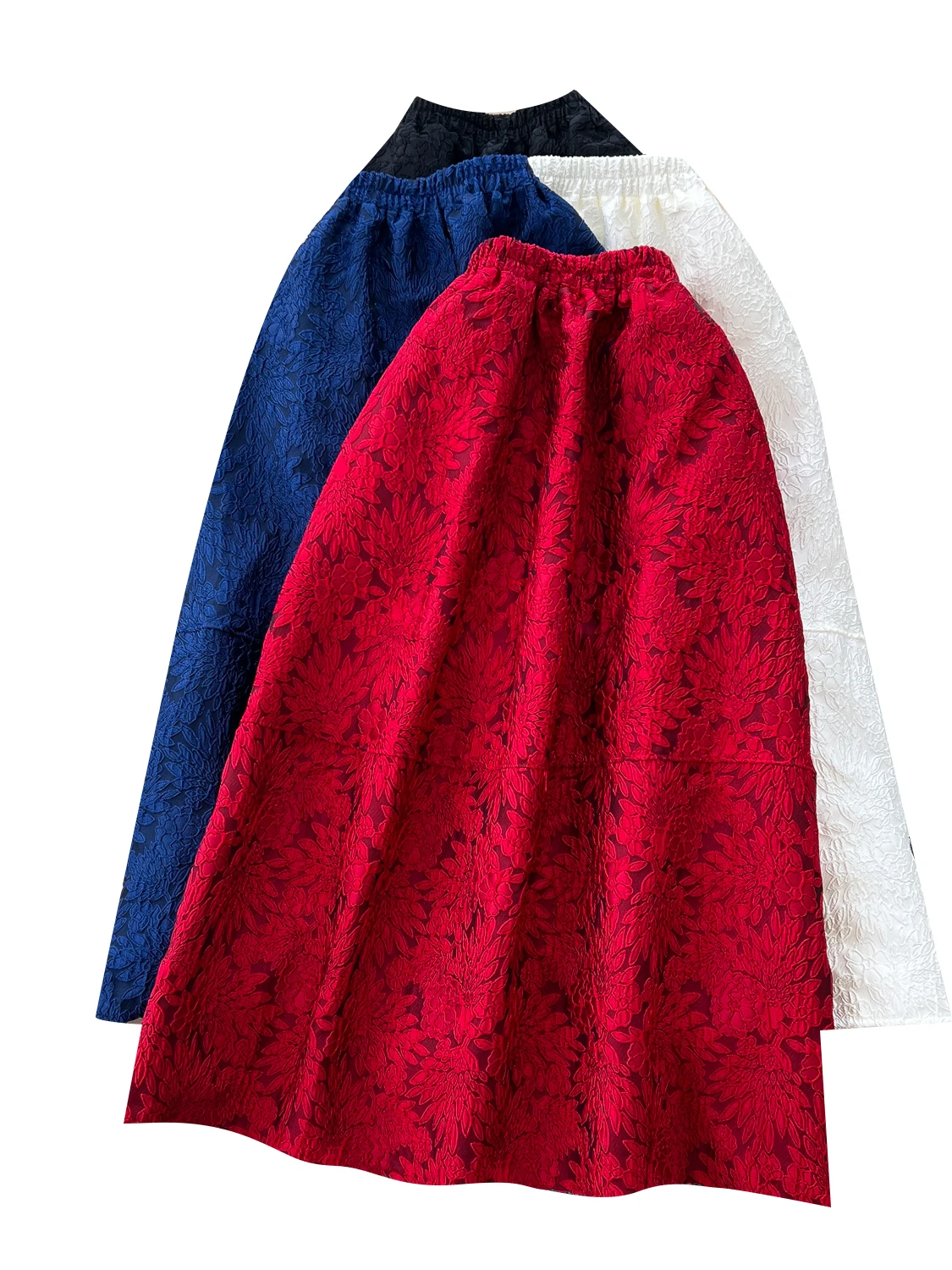 Retro Court Embroidered A-Line  Skirt Women's High Waist Flared Skirts Korean Sle Commute Polyester Fiber Ci Use