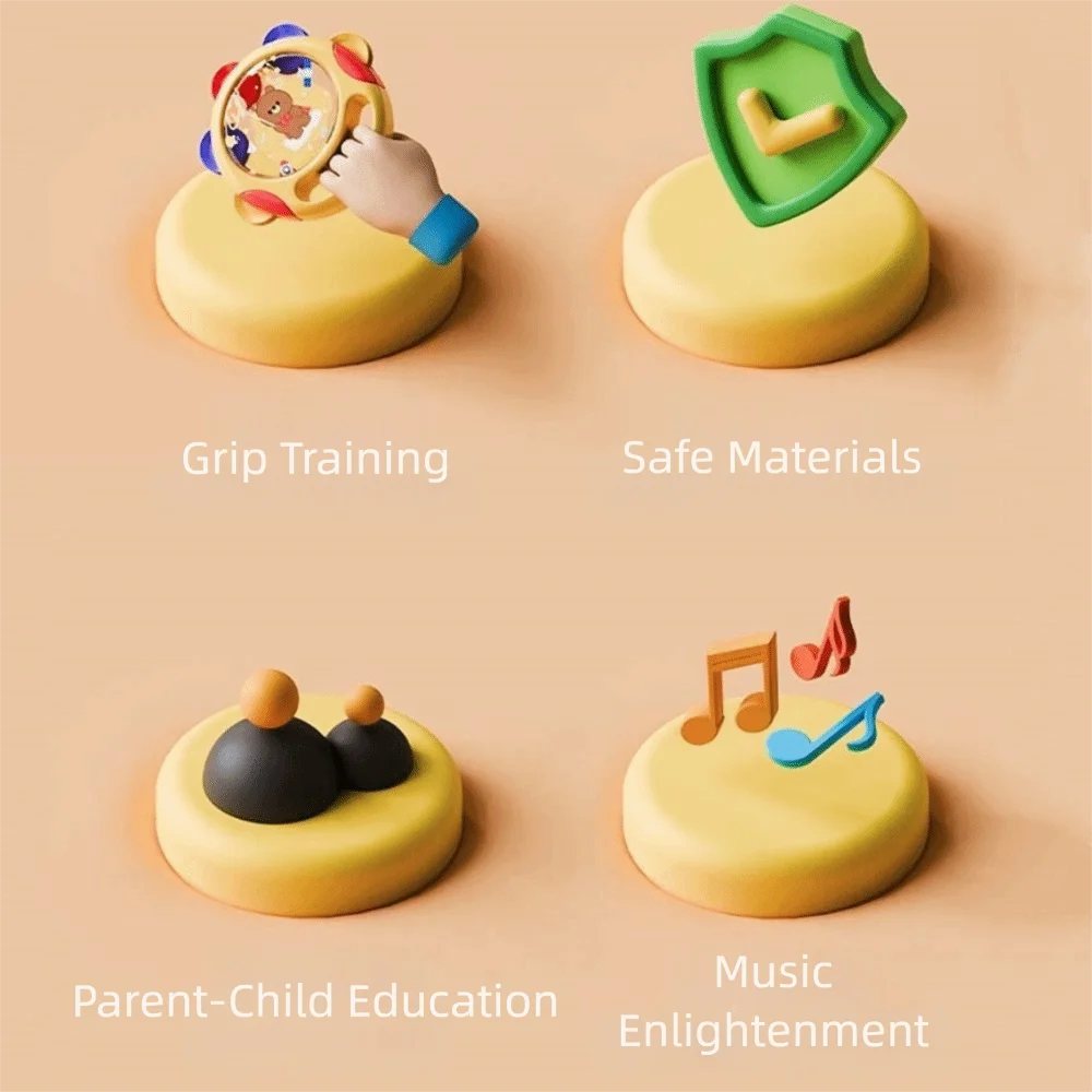 Learning Toys Baby Tambourines Hand Development Musical Instruments Hand-held Drums Cute Cartoon Clapping Drum Percussion Sound