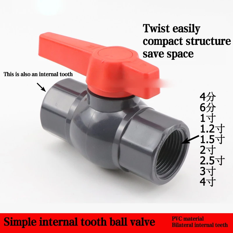 PVC Female Thread Ball Valve 20‑110mm Plastic Pipe Internal Thread Water Control Switch Valve