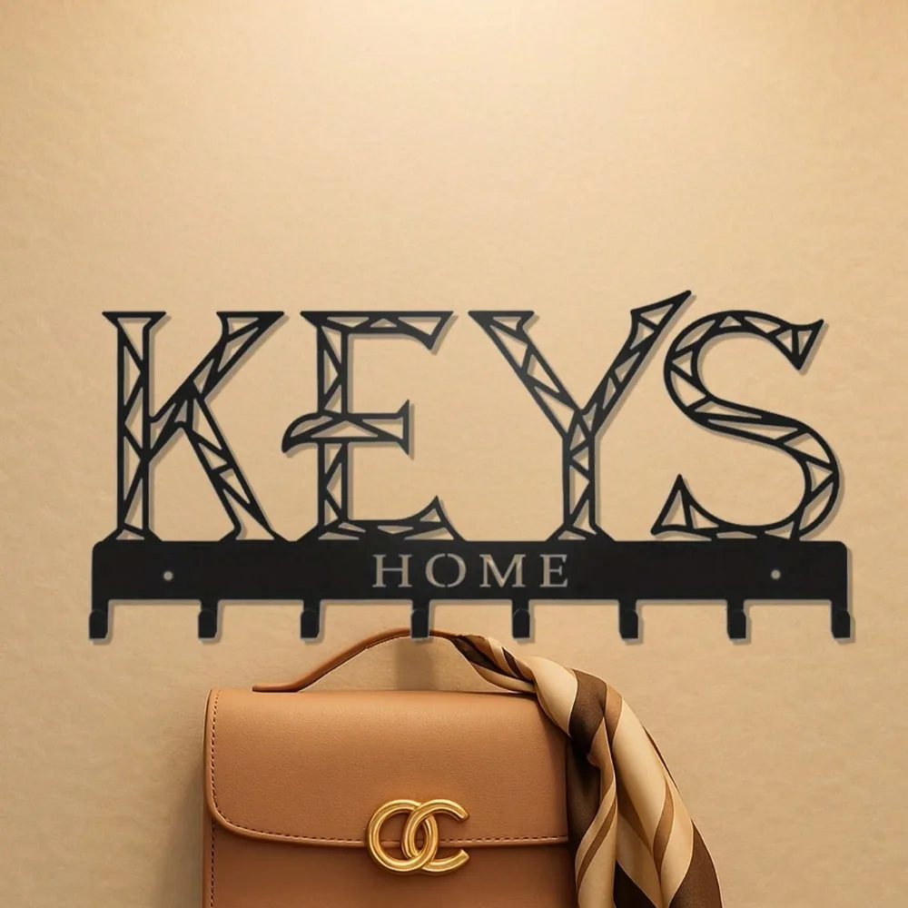 Organizer da parete con gancio per chiavi in metallo nero: portaoggetti da parete elegante e multifunzionale per chiavi, borse, cappelli e ombrelloni |   Spazio