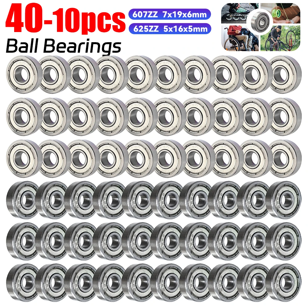 10–40 Stück 625ZZ 607ZZ Rillenkugellager 6 x 19 x 7/5 x 16 x 5 mm, doppelt geschirmte Miniatur-Einreihige Lager aus Kohlenstoffstahl