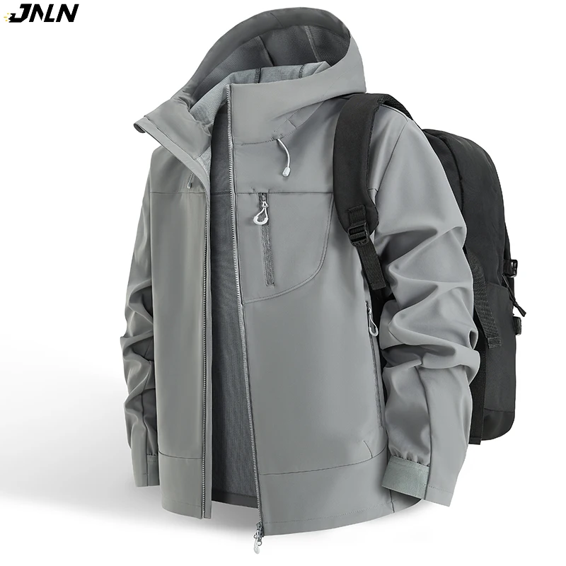 

JNLN Men's Windbreaker Waterproof Warm Soft Shell Fleece Jackets Mountaineering Hiking Climbing Trekking Outdoor Raincoat