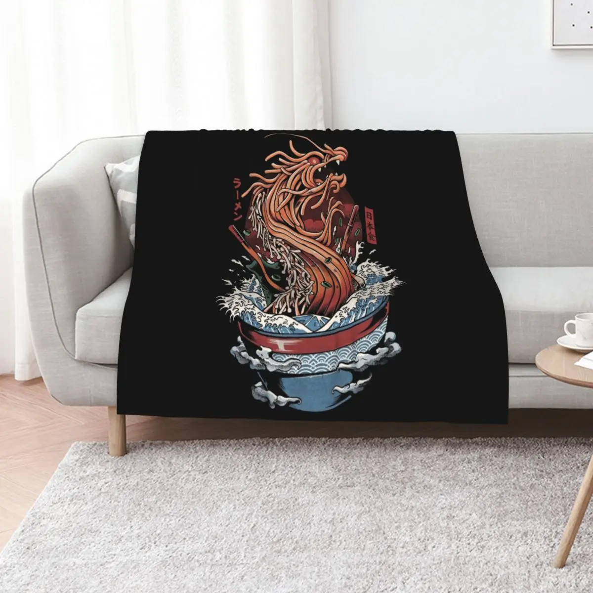 Ramen Dragon Throw Blanket funny gift Moving Shaggy Sofa Throw Custom Sofa Blankets