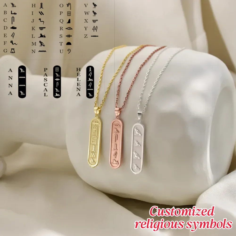 Personalized Custom Egypt Symbols Necklace Gold Color Egyptian Hieroglyphs Name Ancient Egyptian Script Jewellery Gifts for Her
