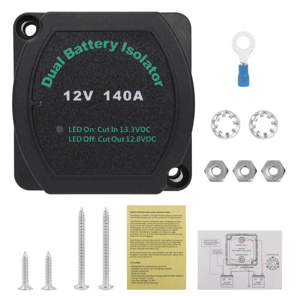 Relay Kit Charge Relay Kit Pre-Assembled for t4 T5 VSR Vans 140 AMP Waterproof 3MTR With Terminals 4x4s Cable Ties