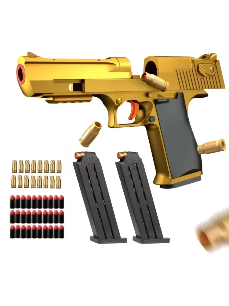 Mechanisch automatisch Desert Eagle airsoft speelgoedpistool met hulsuitwerping, continu schieten, zachte kogels voor kinderschietspel
