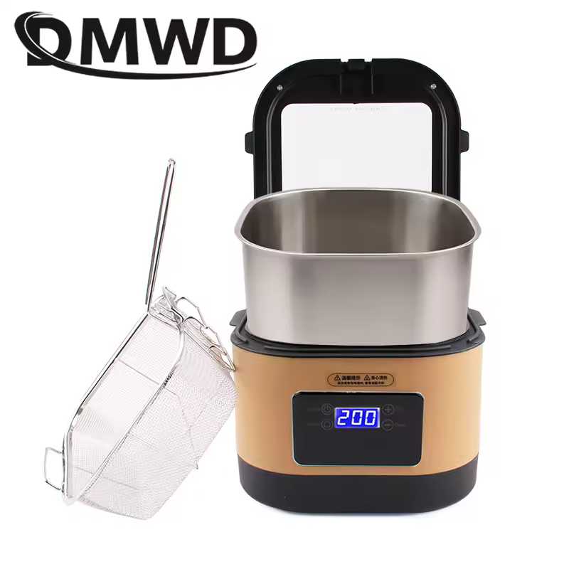 5L Elektrische Friteuse Olie Oven Hotpot Verstelbare Thermostaat Gebakken Kip Grill Frieten Frituren Machine Verwarming Pot Fornuis