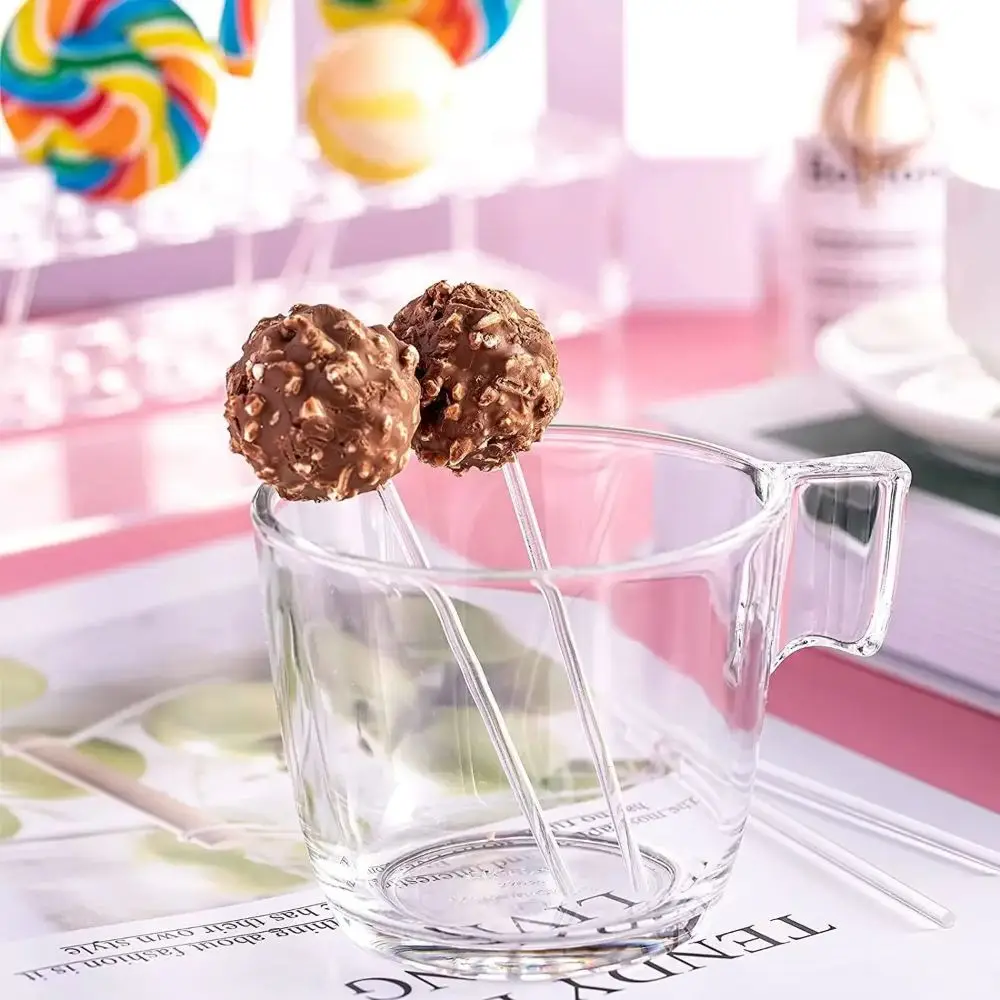 50Pcs Acrylic Clear Lollipop Sticks Candy Chocolate Cake Sticks Baking Cakes Topper Tools for Wedding Party Decoration