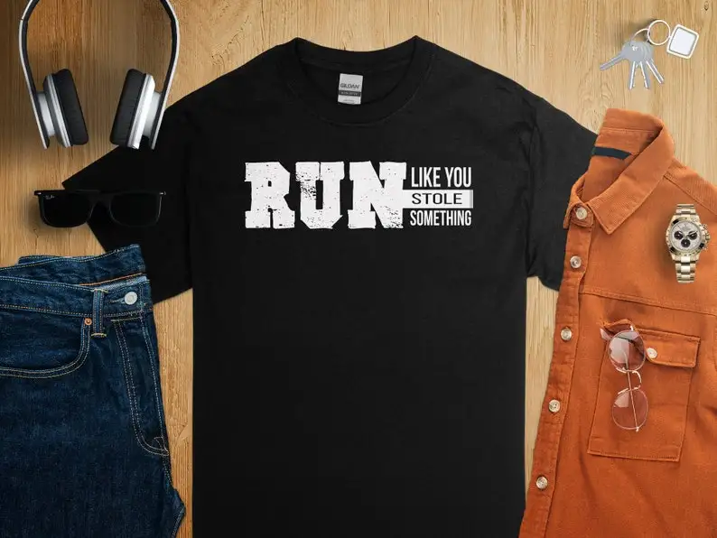 Motivational Running T-Shirt, Run Like You Stole Something Graphic Tee, Unisex Fitness Shirt, Athletic Apparel, Gift for Runners