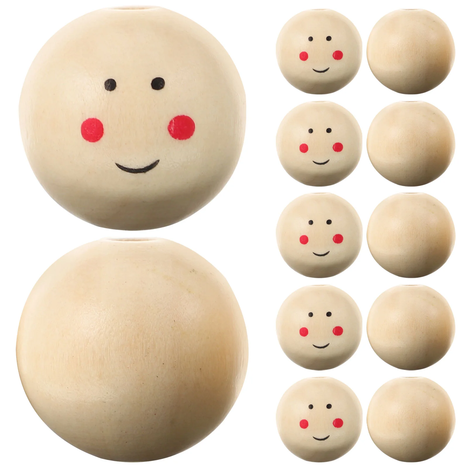 20pcs Wood Color Smiling Face Head Wooden Bead Loose Beads DIY Jewelry Accessories (Boys 25mm)