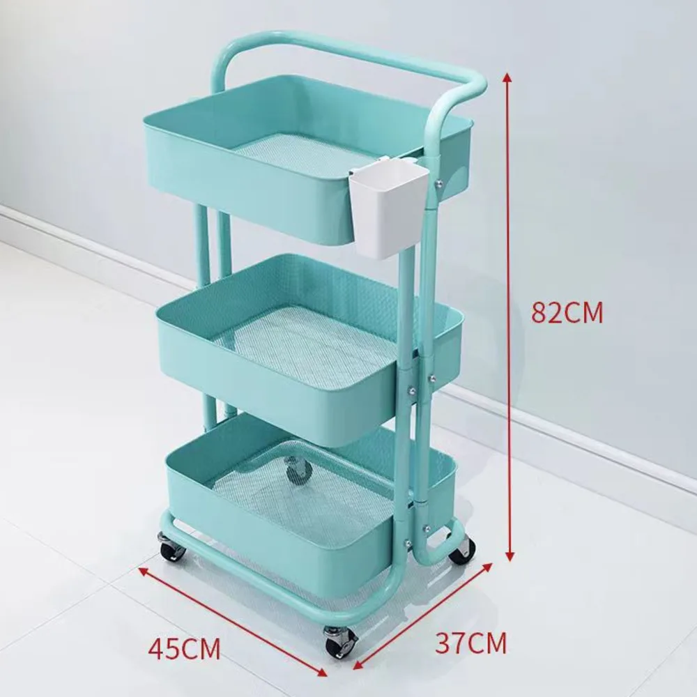 Mobile Storage Rack Trolley With Wheels Kitchen Bathroom Bedroom Multi Storey Snacks Storage Rack Carbon Steel Organizer