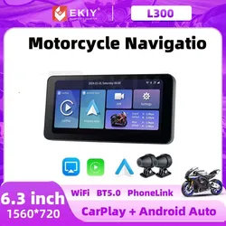 EKIY 6,3 pulgadas navegación GPS motocicleta IPX7 impermeable CarPlay pantalla portátil motocicleta inalámbrico Android Auto