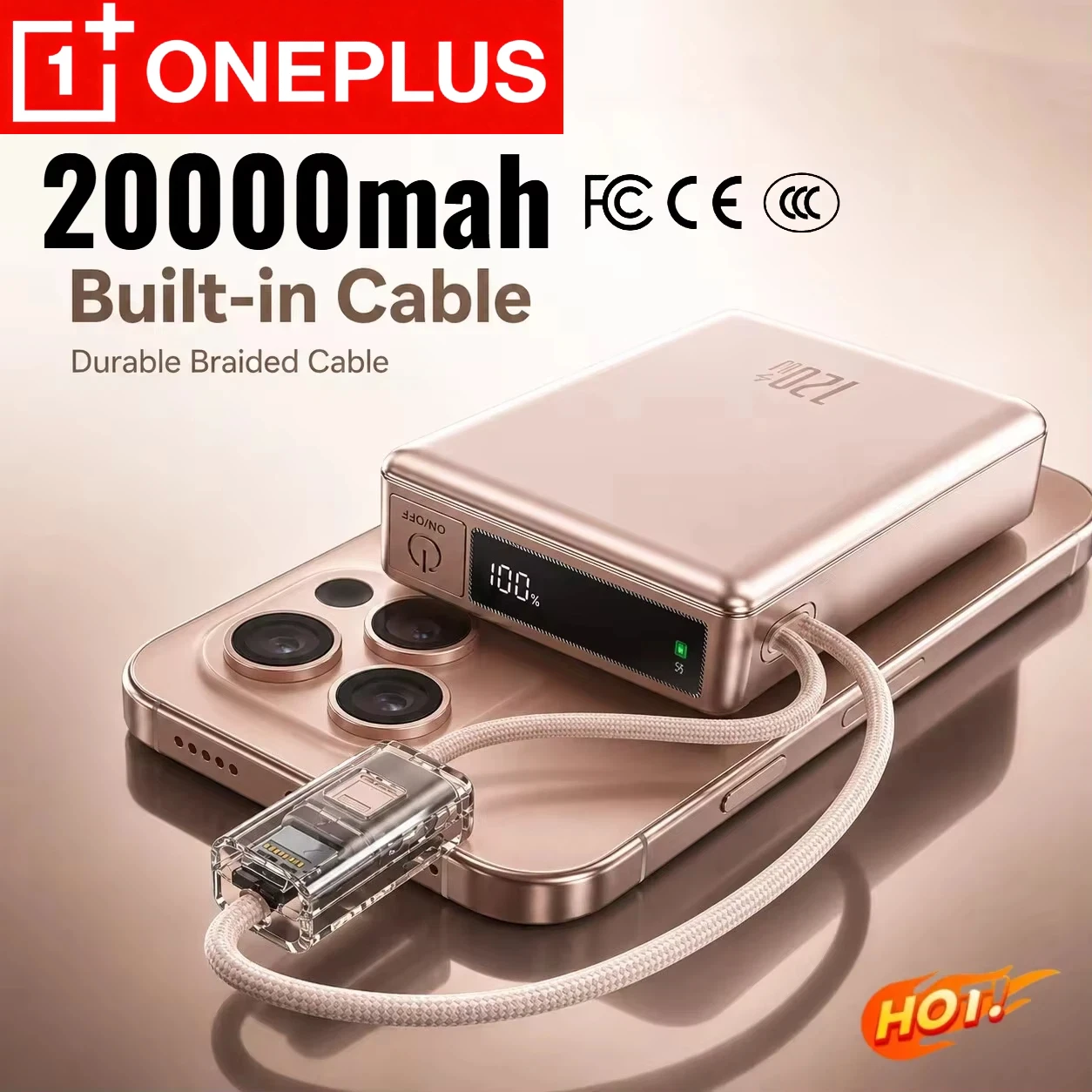 OnePlus 22.5WFast Charging USB C Power Bank 500000mAh Mini Portable Charger for iPhone 15 16 Android Devices Travel Battery Pack