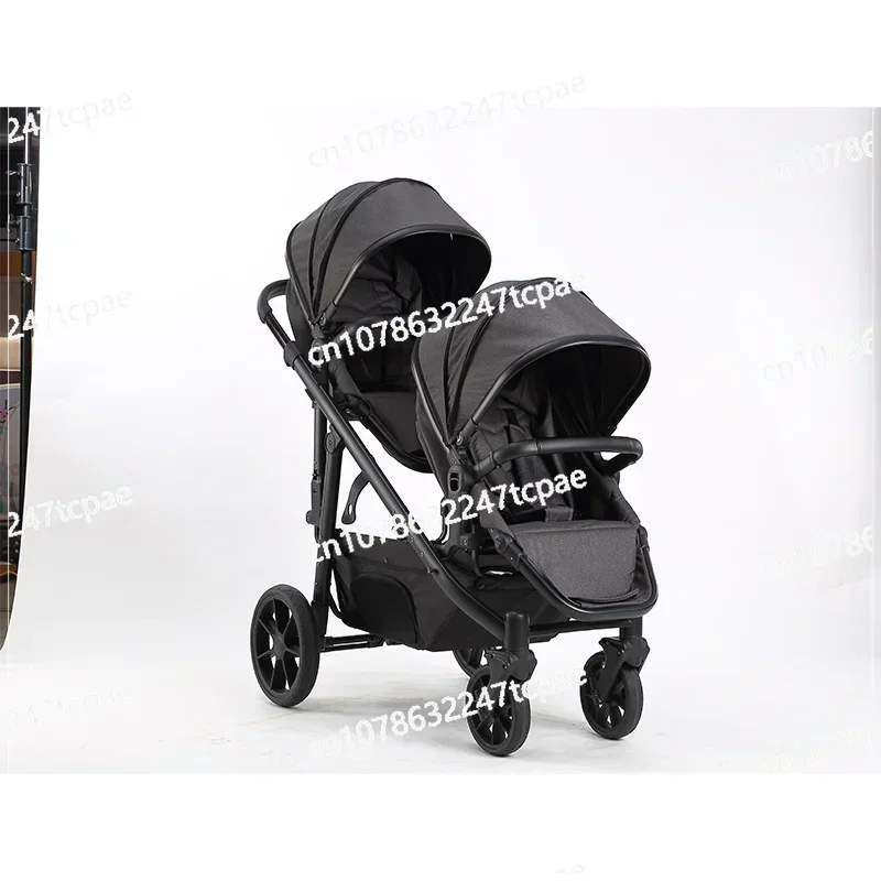 European Twin Baby Stroller Wholesale Foldable 3-in-1 Pram Car Seat Infant Cart Double Seat Pushchair EVA Alloy Newborn Toddler