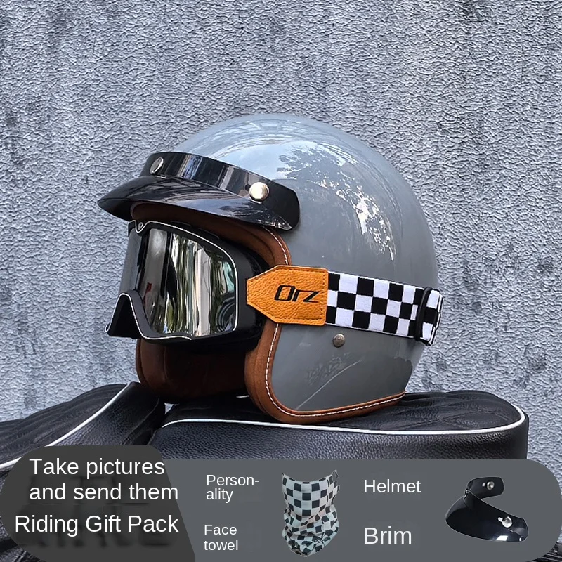 ORZ-058C New Launched Vintage Motorcycle Helmet DOT Certified 3/4 Helmet Jet Mask Helmet