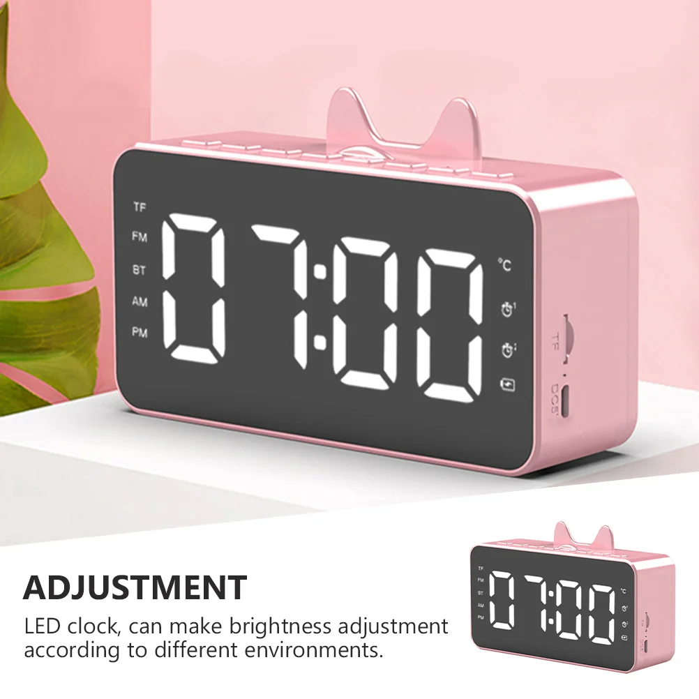 

Speaker Alarm Clock Wireless Led Digital Radio Clock Compact Size Fm Function Brightness Adjustment Travel Friendly