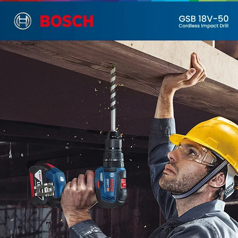 BOSCH GSB 18V-50 18V Brushless Cordless Impact Drill Electric Screwdriver Dual Speed 50Nm Impact Drill Power Tools GSB18V-50