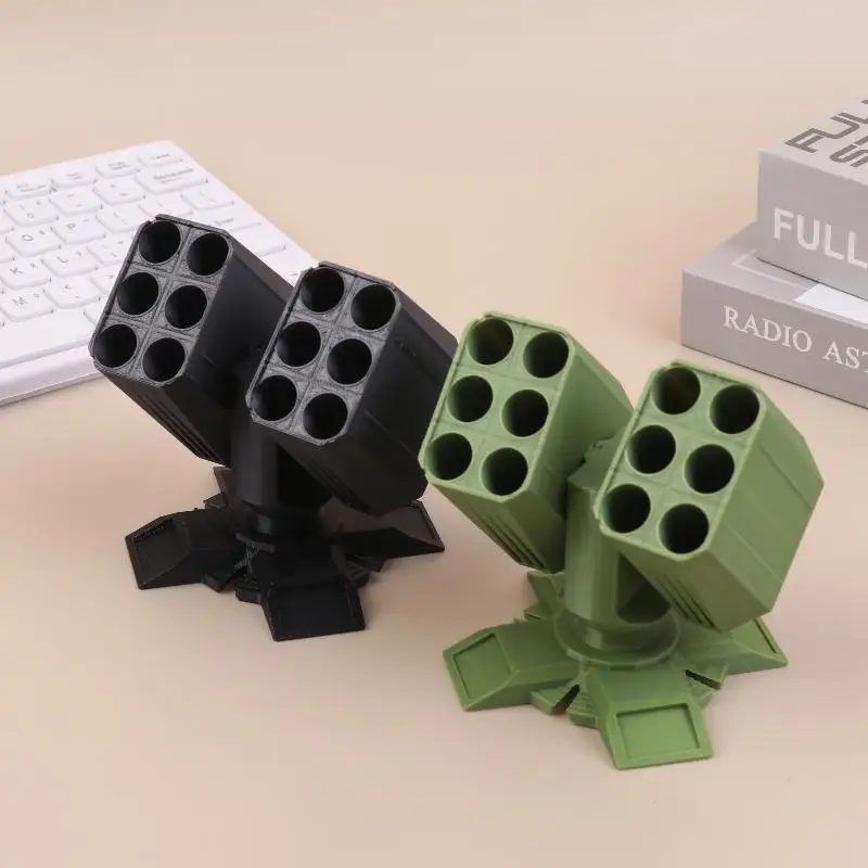 3D Printed Missile Shaped Pen Holder Creative Anti-aircraft Missile Launcher Pen Stand Desktop Organizer Home Office Decoration