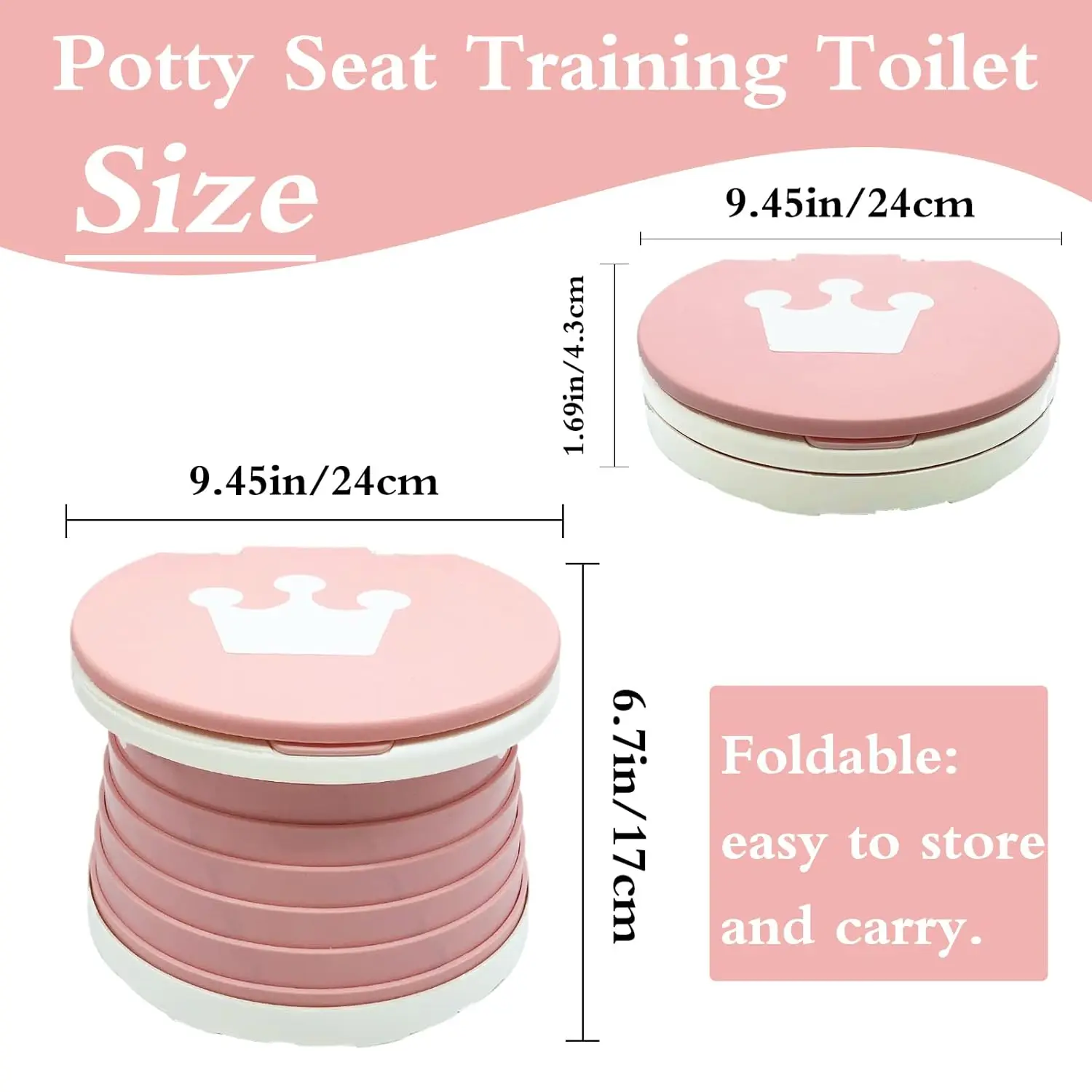 Portable Potty for Toddler Travel,Foldable Potty Seat Training Toilet for Kids,Travel Potty Chair for Camping,Outdoor,Indoor,Pin