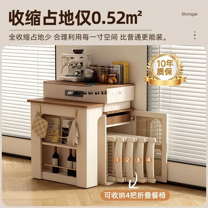 Smallapartment islanddining table integrated retractable light luxury multi-functional dining room folding down against the wall
