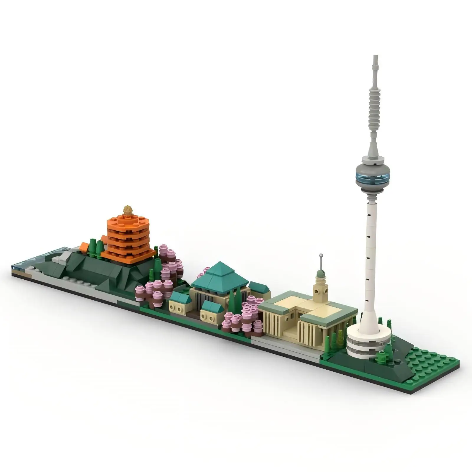 도시 건축 시리즈 빌딩 블록 MOC 우한 스카이라인 TV 타워 스트리트 뷰 모델 DIY 어린이 조립 장난감 성인 생일 선물