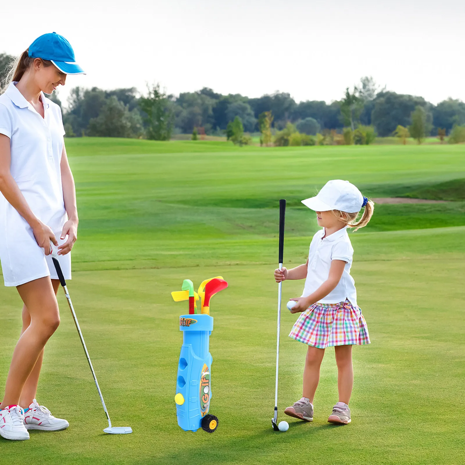 

1Set Kids Golf Clubs Mini Trolley Ball Game Indoor Sports Set Lightweight Portable for Toddlers Promote Physical Mental