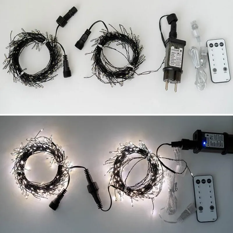 أضواء LED أضواء سلسلة الأسلاك النحاسية أقدام حريش سوداء أضواء الديكور في ساحة العطلات الداخلية والخارجية #4