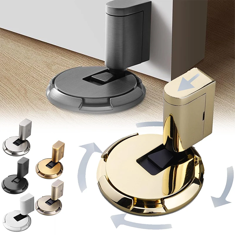Magnetic AlloyDoor Stopper Mechanical Floor Door Stopper Punch-Free Silent Floor Door Stop Adjustable No Drilling