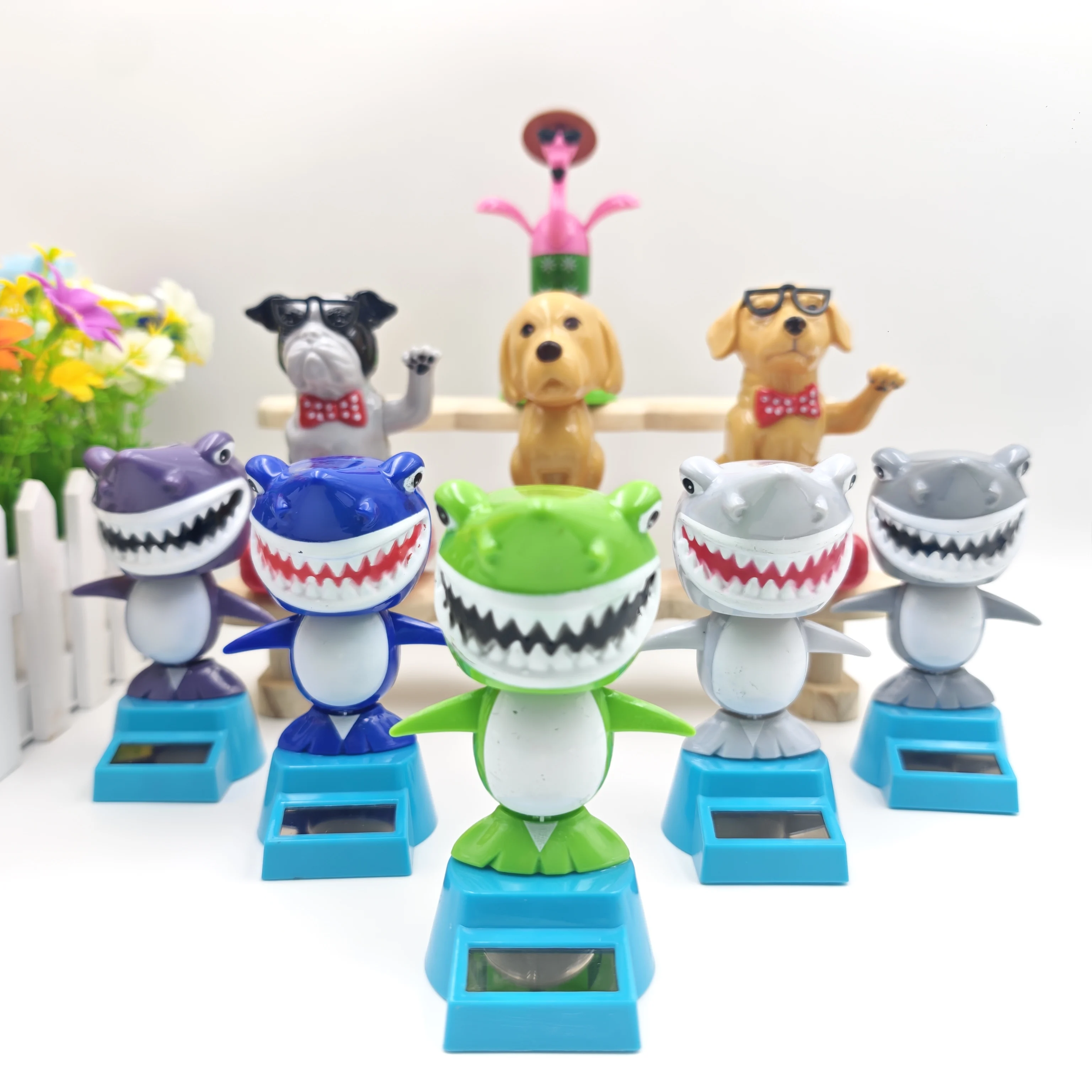 Animal Bobblehead Set for Cars - Shark, Dog & Flamingo Dashboard Decor, Cute Wiggly Ornaments for Auto & Home