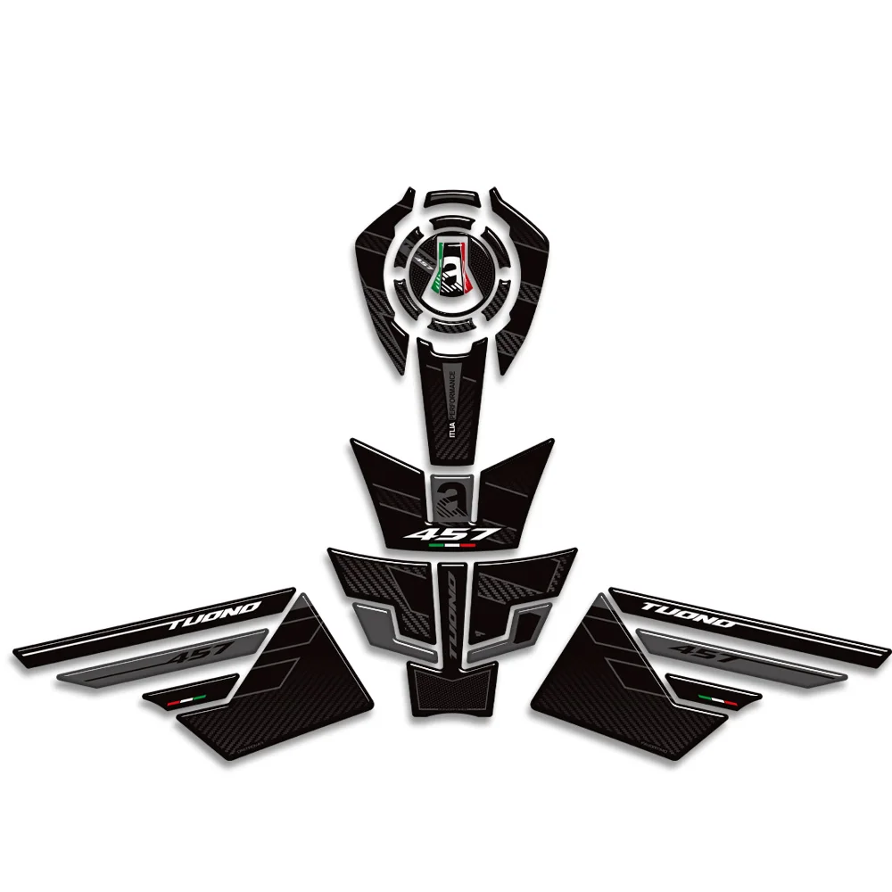 Moto Rilievo Del Carro Armato 3D Tappo Della Bici Manopole Gas Carburante Kit Ginocchio Adesivi Per Aprilia Tuono 457 Rilievo Del Carro Armato Decalcomanie di Protezione 2025 2026
