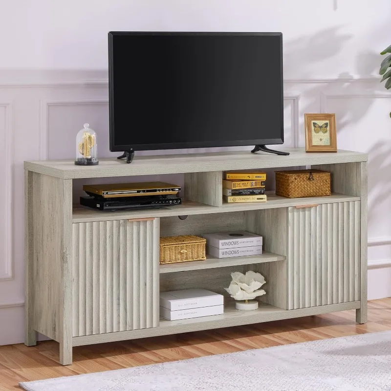 

TV Stand for Living Room, Entertainment Center with Storage, Mid Century Modern TV Stand with Doors, 50/55/60/66 Inch TV Console