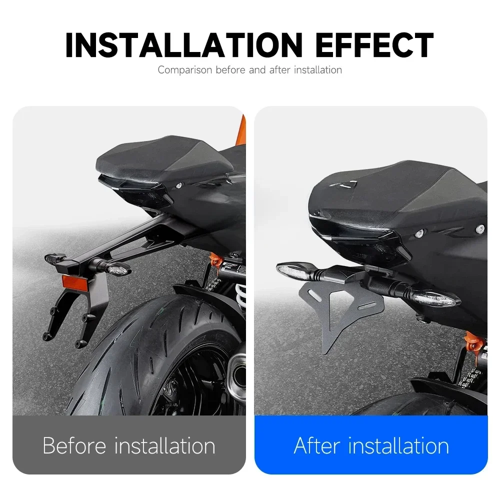 الدراجات النارية الخلفية قصيرة الذيل لوحة ترخيص حامل رقم حامل مع مصباح ليد ل 1290 سوبر ديوك R 2020 2021 2022 2023 2024 #2