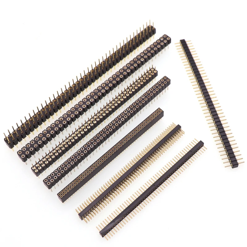 1PCS 1.27mm/2.0mm/2.54mm Spacing Round Pin/Round Female, Single/Double Row 1x40/1x50P Round Hole Gold-Plated