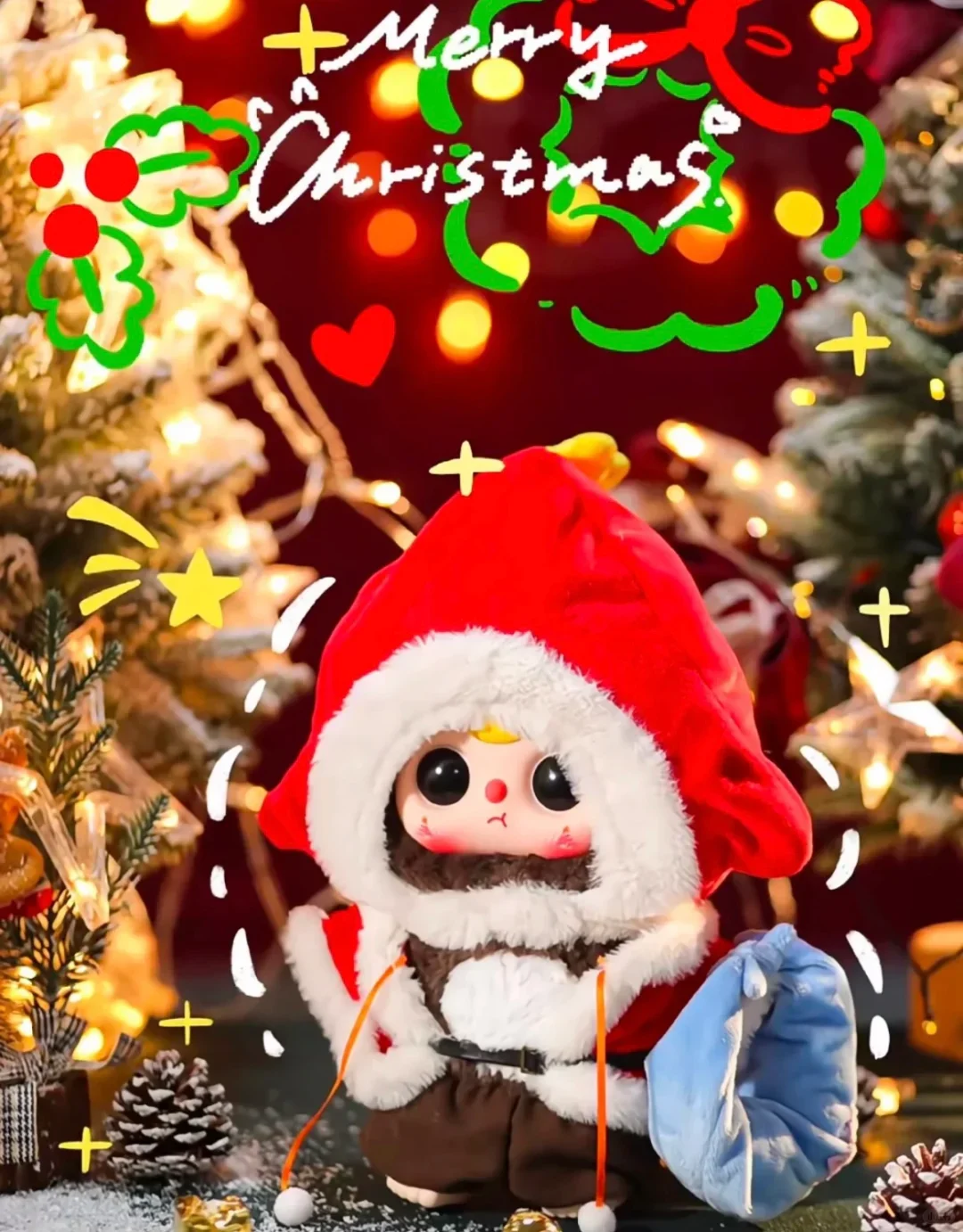 Caja ciega de muñeca limitada de Navidad para bebé, adorno de escritorio, modelo Kawaii, bonito juguete de vinilo, tendencia, regalo especial de Navidad, 400%