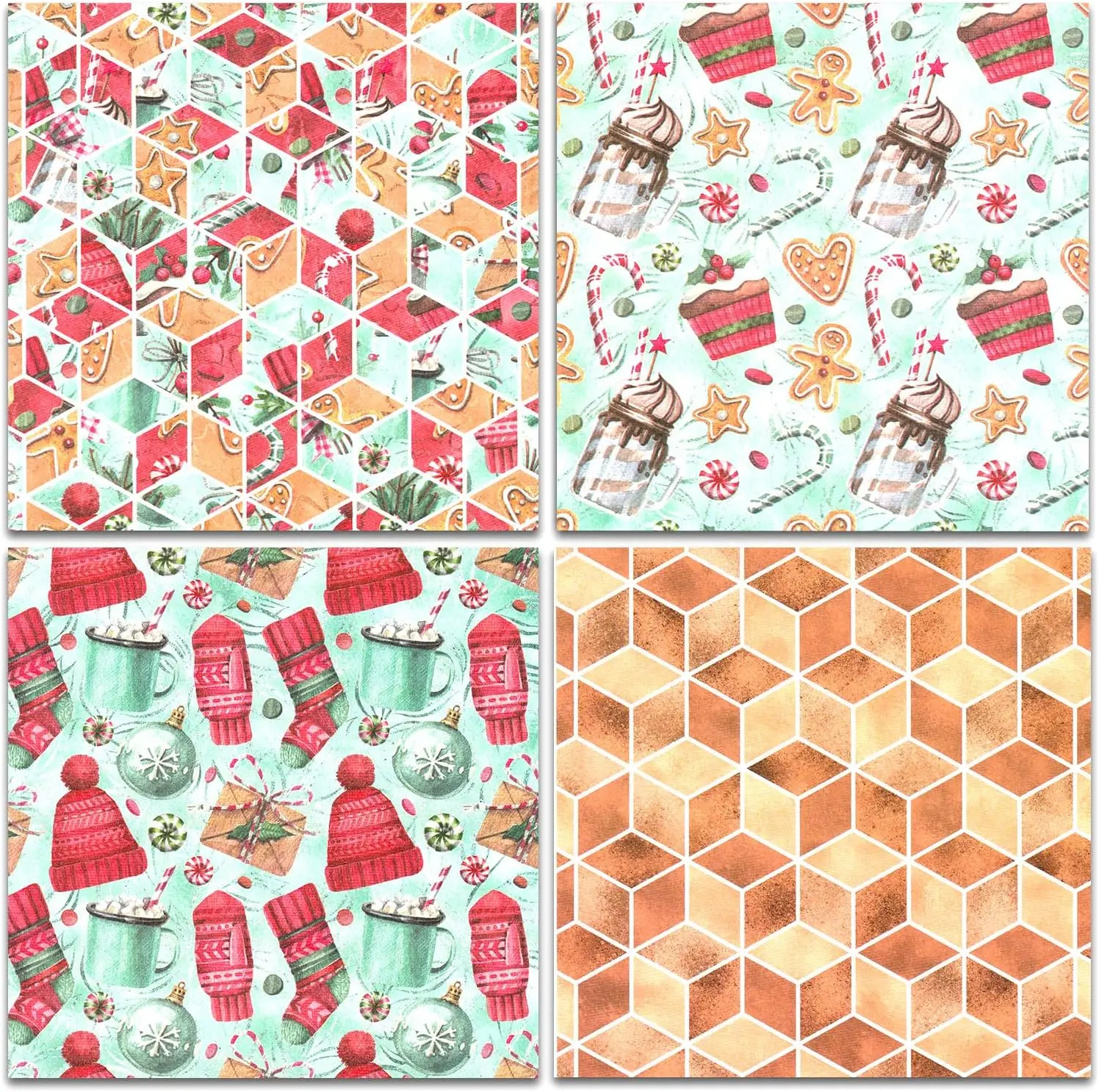 12 24 Sheets Scrapbook Paper Christmas 12x12inch Single-Side Printing Paper for Greeting Card Making Decorative BackgroundAlbum