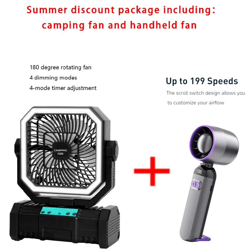 

Rechargeable Camping Circulator with Light and Remote Control Cool Air Circulation Camping Fan Camping Ceiling Fan