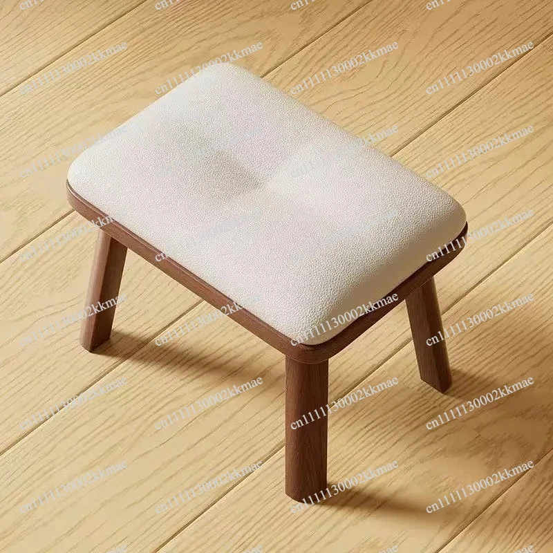 Solid Wood Low Stool for Home Use - Sturdy Comfortable Modern Simple Sofa Soft Bag Storage Organizer