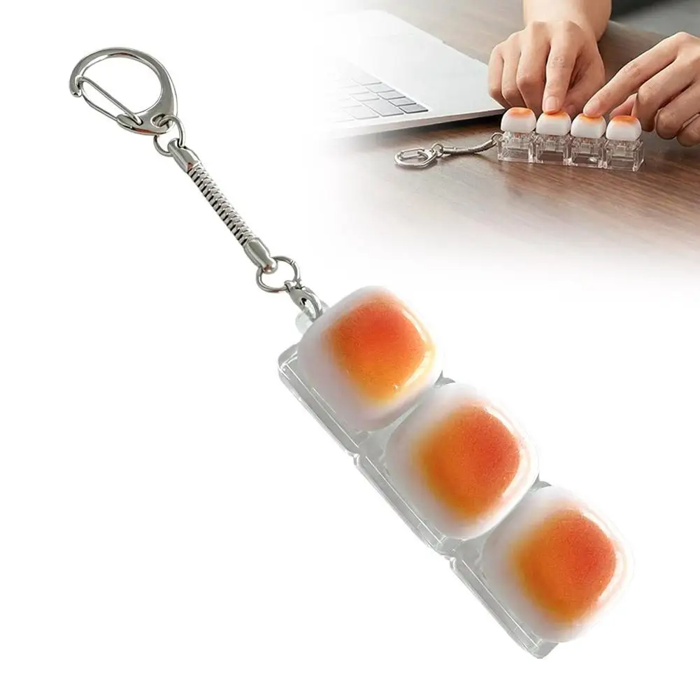 Bread Button Fidget Keychain Mantou Finger Press Button Mechanical Key Switch Fidget Button Sensory Toy For Stress Relief