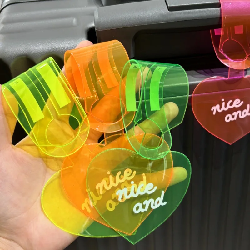 Wear-resistant Luggage Tag Anti-lost Writable Bag Label Bendable Fluorescence Color PVC Tags Traveling Bag Sturdy Long Labels