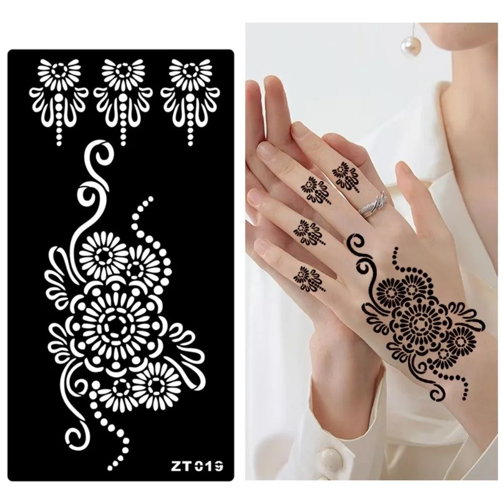 Fashion Personalized Flower Tattoo Stickers Ethnic Style Floral India Temporary Tattoo Hollow Body Art Arm Foot Tattoos Girls
