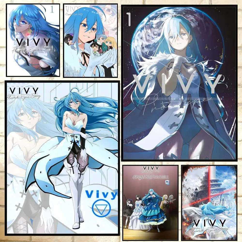 Beliebtes Anime Vivy Fluorite Eyes Song Poster, vielseitige, wasserfeste HD-Wandkunst, selbstklebende Dekoration für jeden Raum, ideales Geschenk