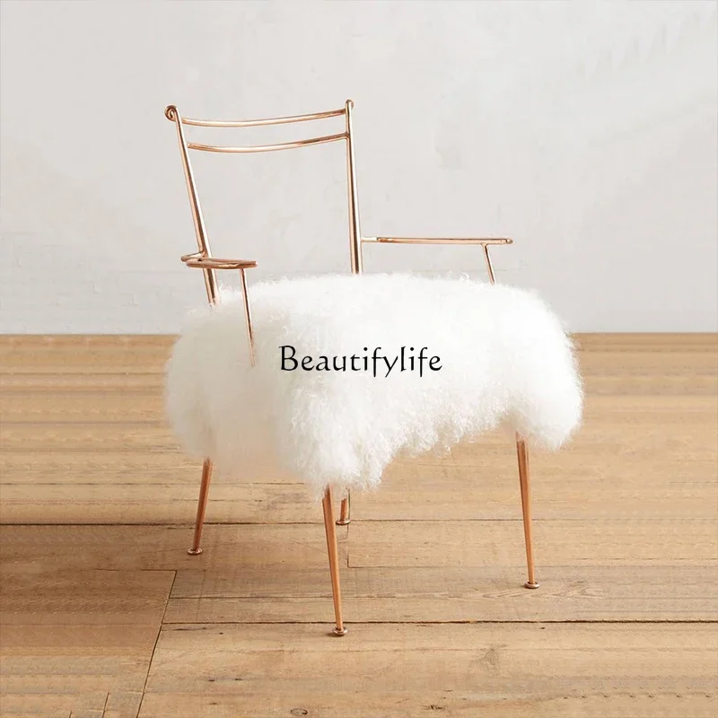 

LXПодлокотник для спальни, спинка, шерстяной туалетный стул, металлическое кресло для отдыха из нержавеющей сталиSSS