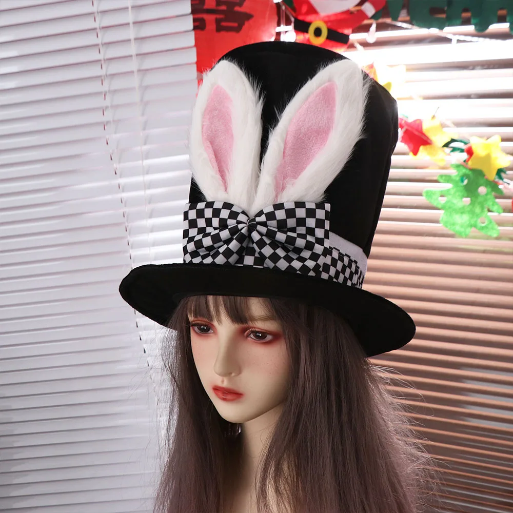 Creative Realistic Easter Bunny Cosplay Props Party Funny Rabbit Ear Hat Velvet Halloween