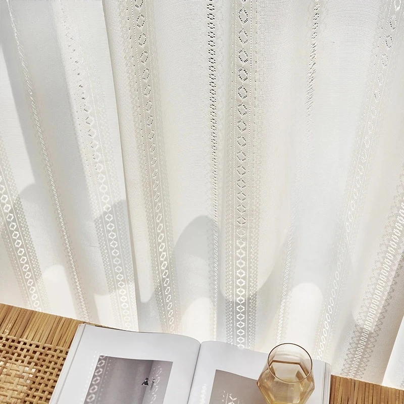 Japanese Sun Protection Heat Insulation Light-transparent Curtains White Tulle Window Curtains for Living Room Bedroom Dining
