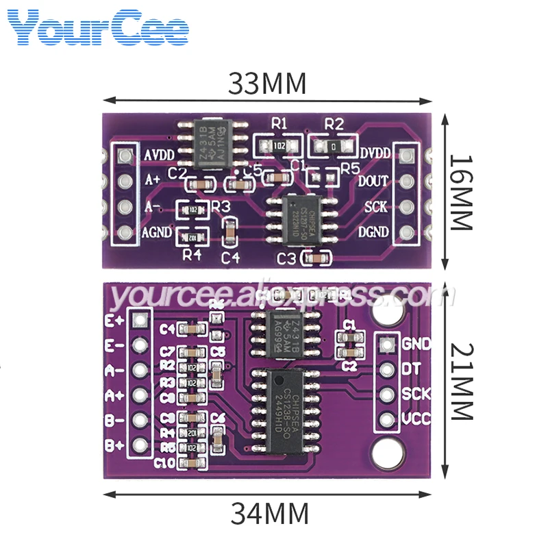 5pcs/1pc 24-bit Analog to Digital Conversion ADC Module CS1237 single CS1238 Double Channel load cell on-board TL431 chip