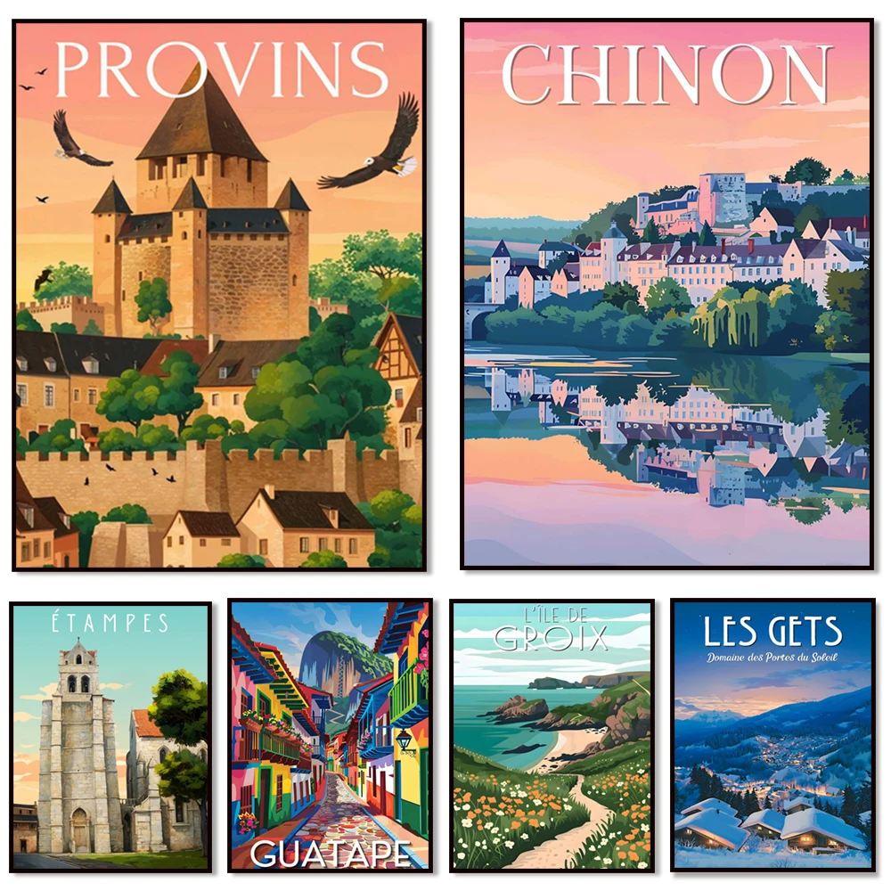 Chinon, Cap Ferret, Glenan, Hedgehog Falls, Les Gets, Pont du Gard, Étampes, Saint-Cenéry-l'Egetres, Tove Falls, Provins poster