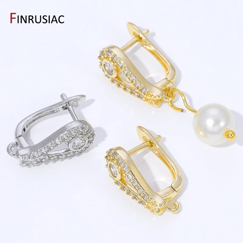 18K Gold Plated Brass Shvenzy Earwires Fasteners,Earring Fixtures,Inlaid Zircon Earring Hooks For DIY Earring Making Supplies image 5