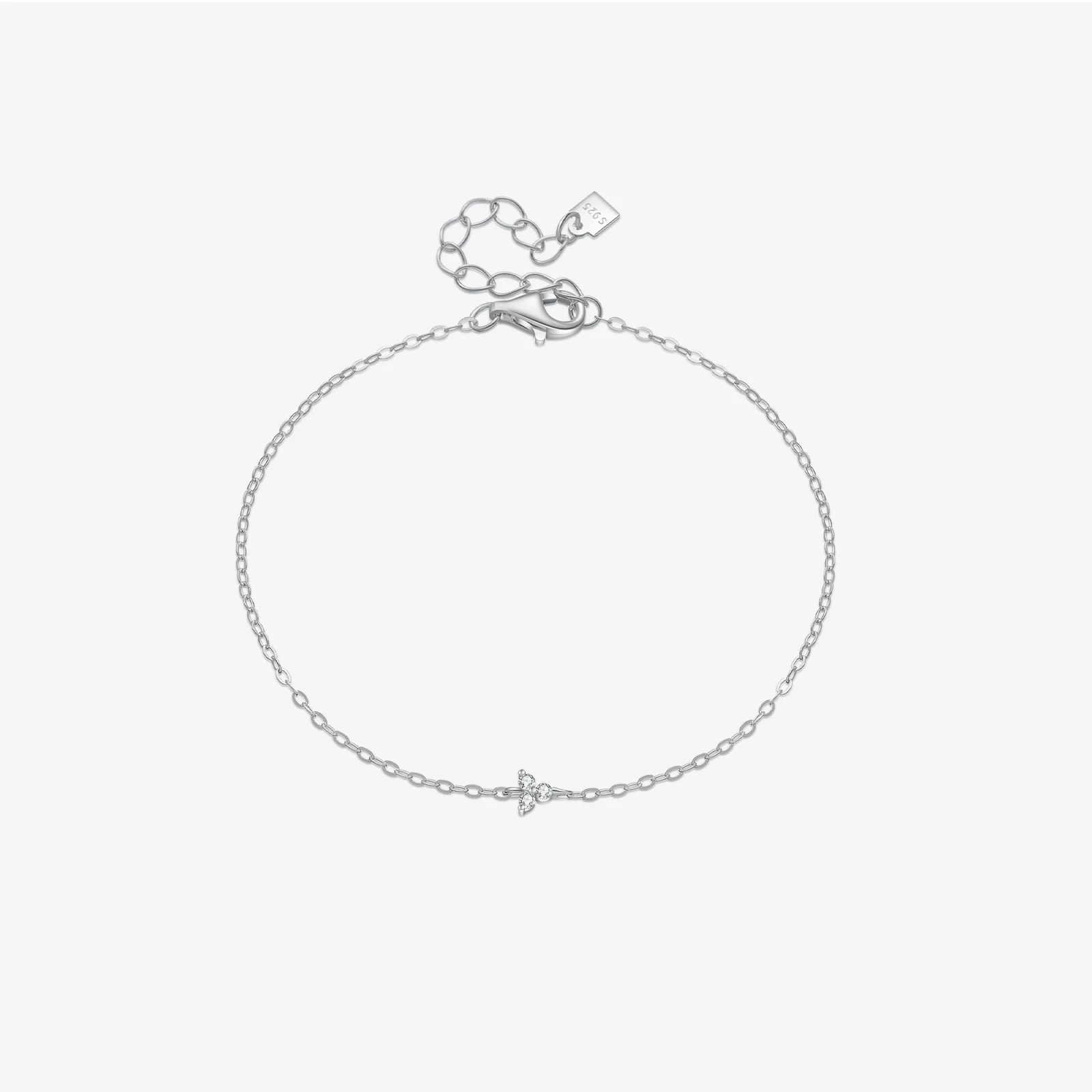 

VEWANT 925 Sterling Silver Three Zircon Charm Triangle CZ Charm Bracelet Chain Women Luxury Fine Party Jewelry Gift