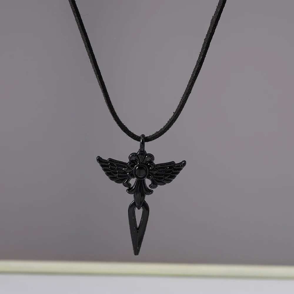 Aihua Vintage Mode Leder Seil Herz Kreuz Anhänger Halskette Für Frauen Männer Kpop Schmuck Zubehör Y2k Ästhetik – Detail 10